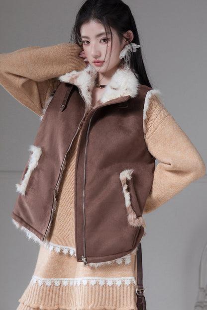 Reversible Little Cow Suede Drawstring Vest