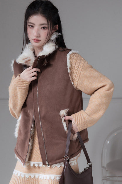 Reversible Little Cow Suede Drawstring Vest