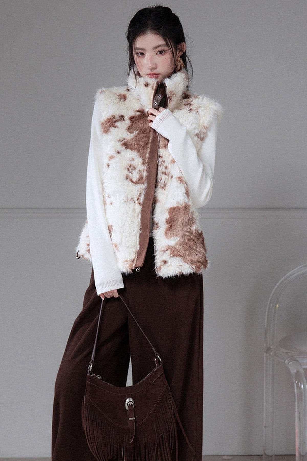 Reversible Little Cow Suede Drawstring Vest