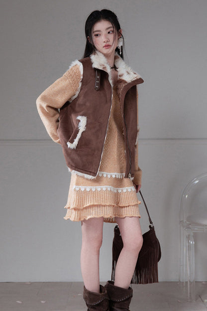Reversible Little Cow Suede Drawstring Vest