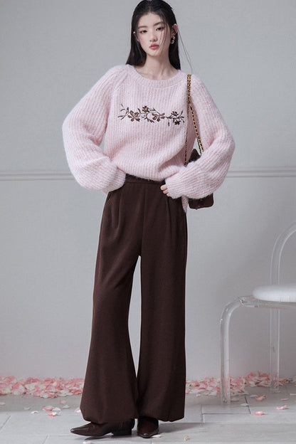 Vertical Ribbed Texture Lantern Pants