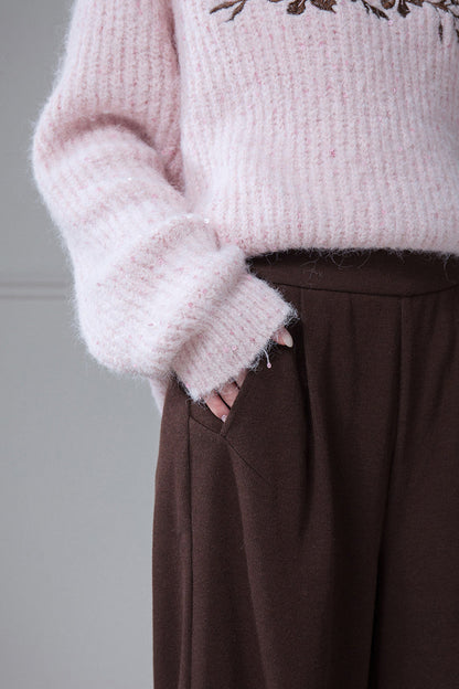 Vertical Ribbed Texture Lantern Pants