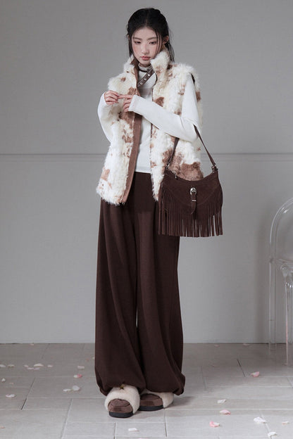 Vertical Ribbed Texture Lantern Pants