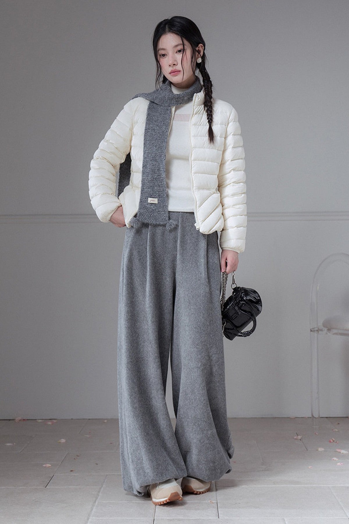 Vertical Ribbed Texture Lantern Pants