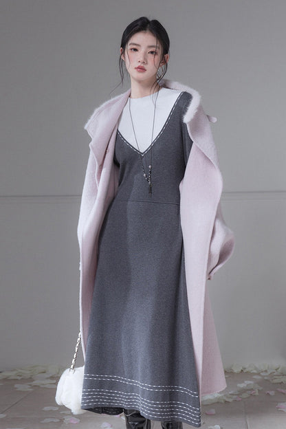 Wool Color-Blocked Knit Dress