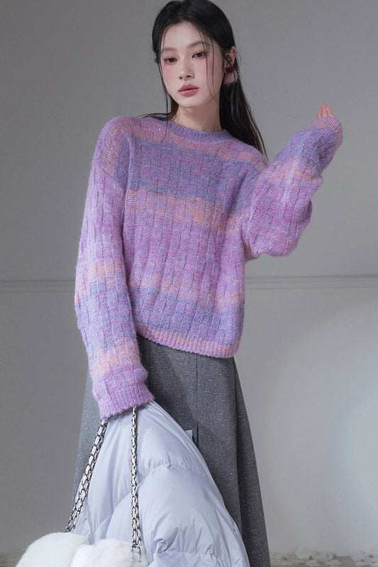 Sunset Evening Light Wool Mohair Pullover Sweater