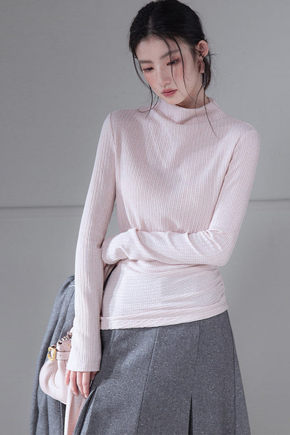 Fine Shimmer Waist-Cinching Base Layer Top and Scarf Set