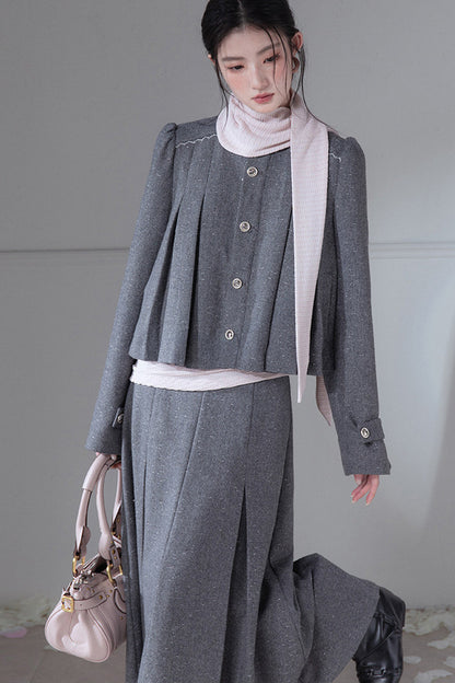 Fine Shimmer Waist-Cinching Base Layer Top and Scarf Set