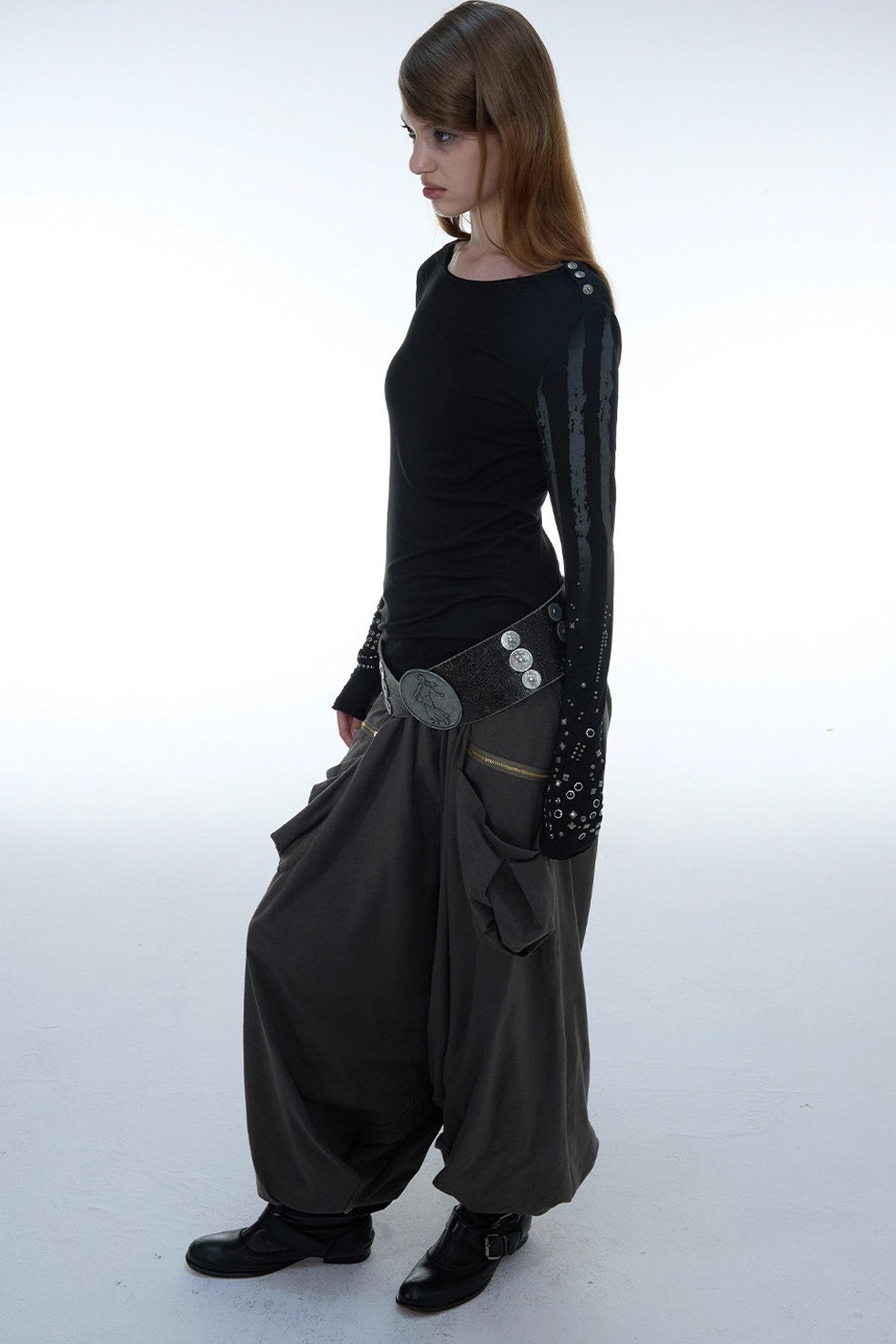 Low-Crotch Harem Cuffed Pants