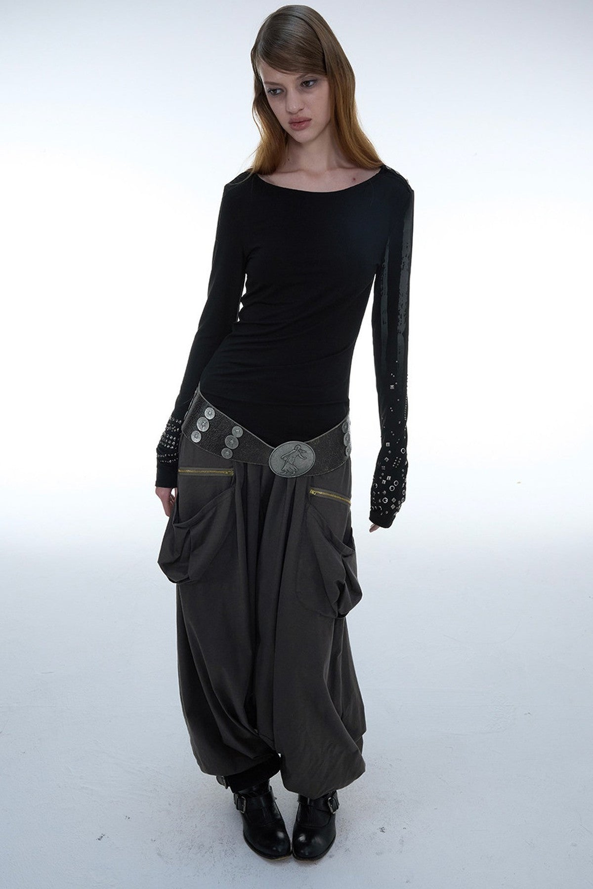 Low-Crotch Harem Cuffed Pants
