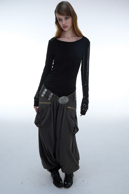 Low-Crotch Harem Cuffed Pants