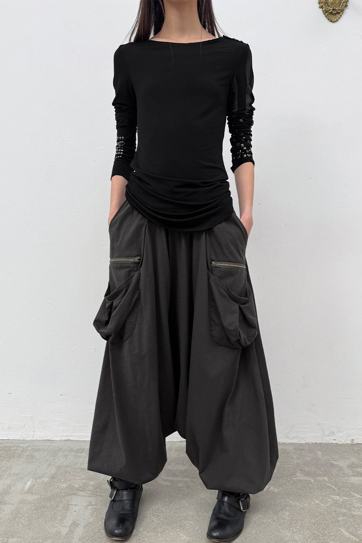 Low-Crotch Harem Cuffed Pants