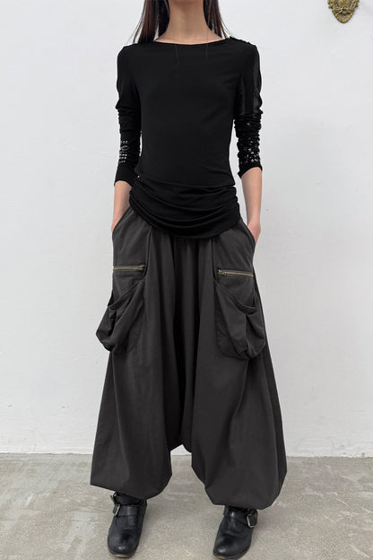 Low-Crotch Harem Cuffed Pants