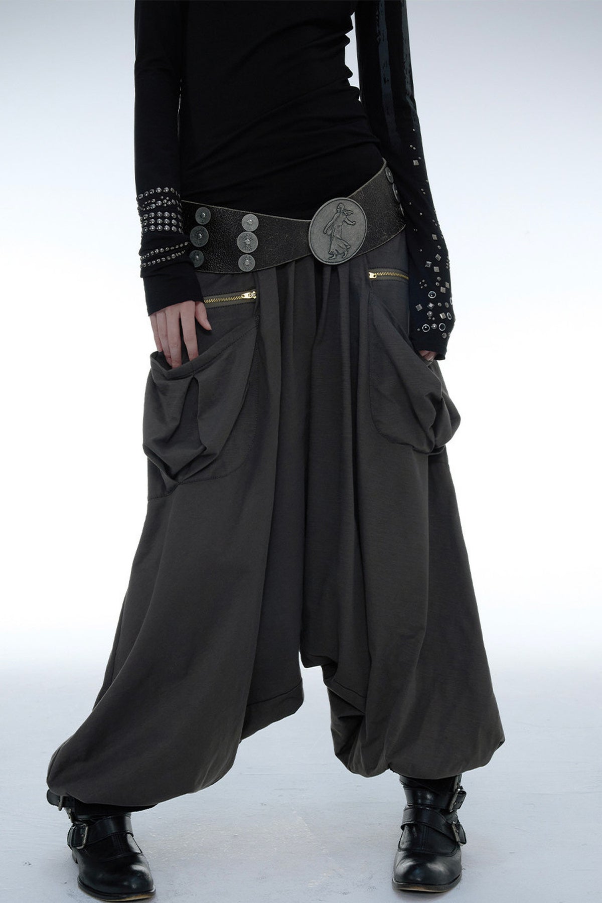 Low-Crotch Harem Cuffed Pants