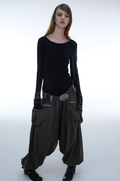 Low-Crotch Harem Cuffed Pants