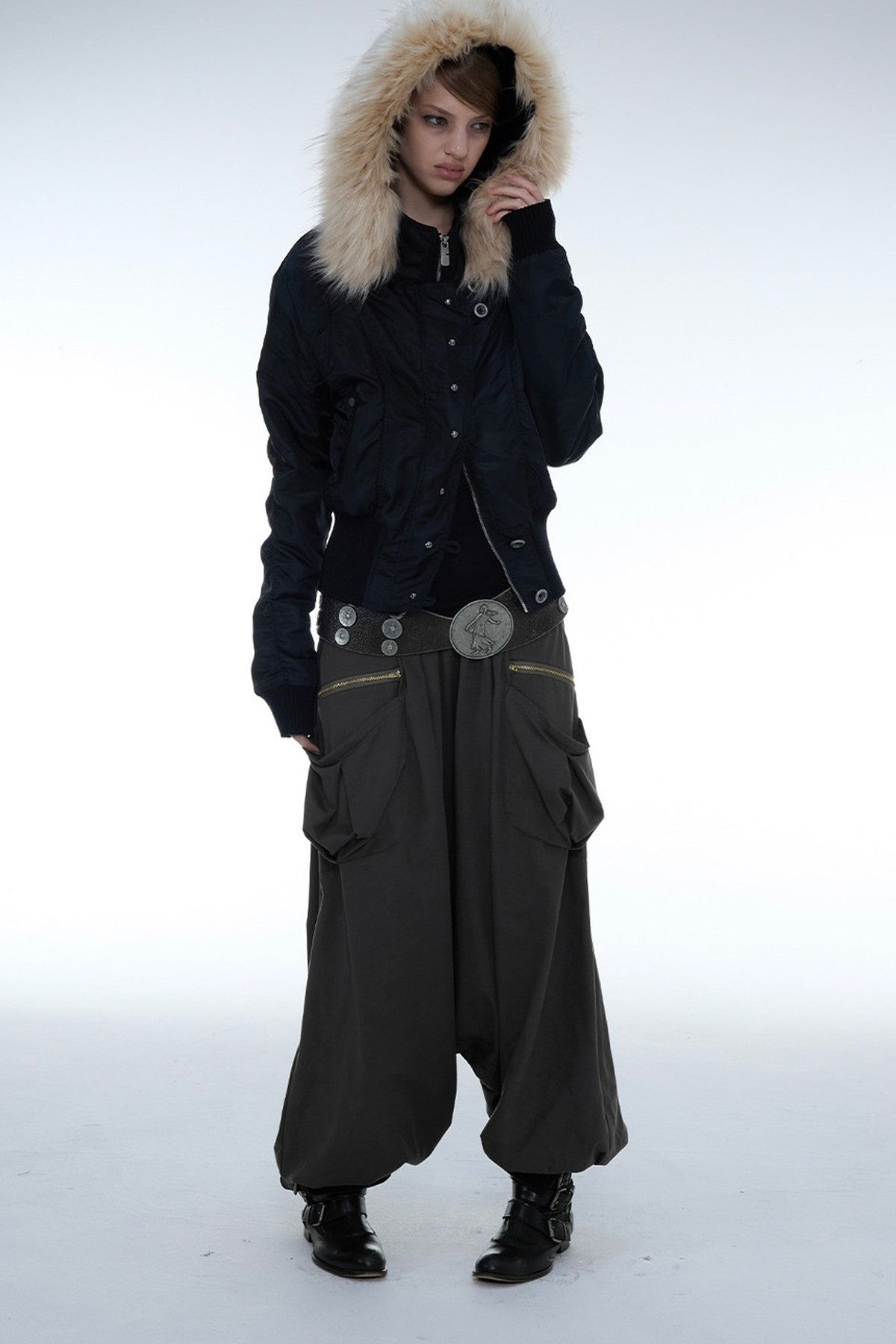 Low-Crotch Harem Cuffed Pants