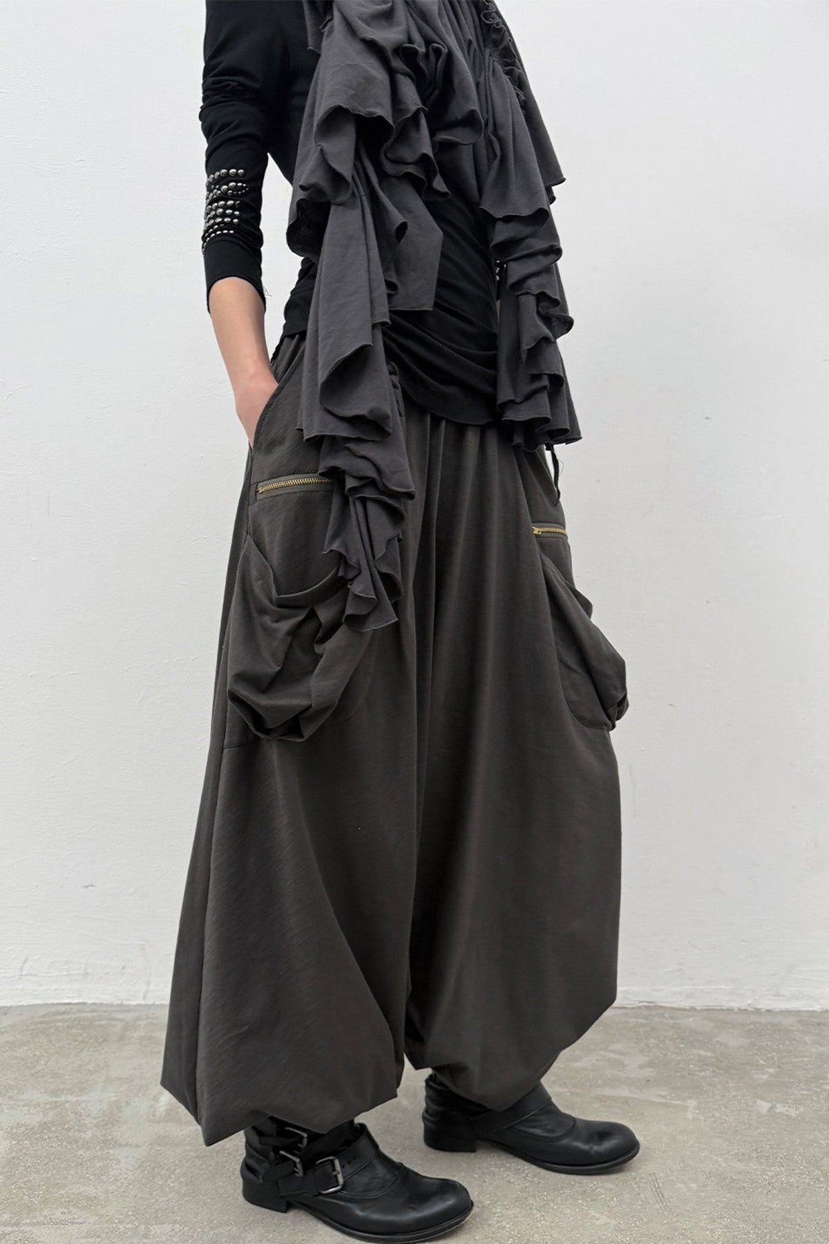 Low-Crotch Harem Cuffed Pants