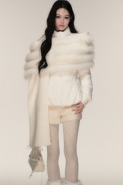 Kurze weiße Daunenjacke mit Entendaunen