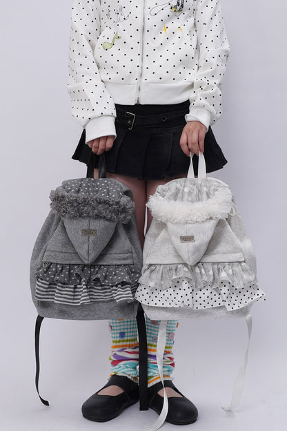 Furry Pleated Ballet Backpack