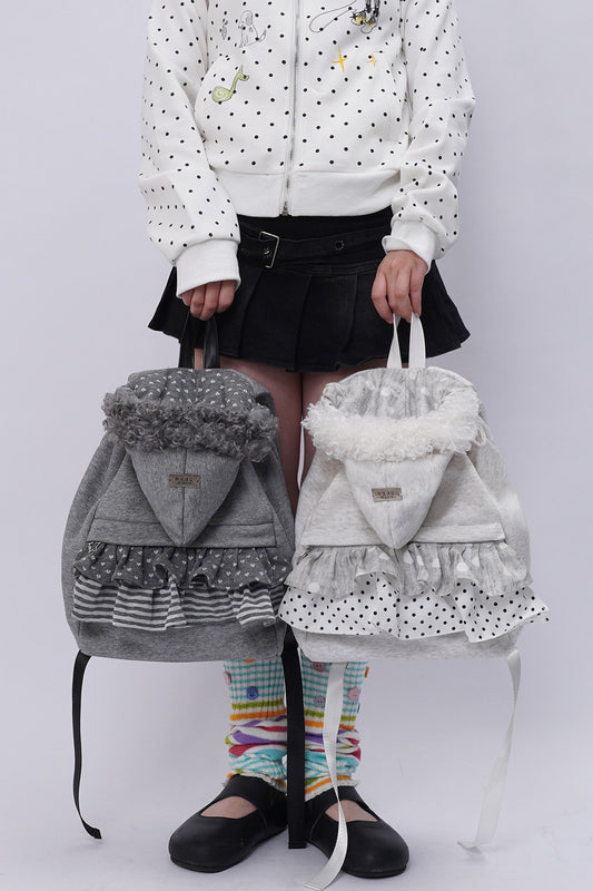 Furry Pleated Ballet Backpack