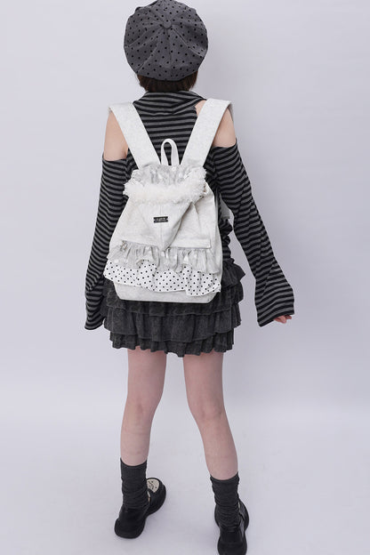 Furry Pleated Ballet Backpack