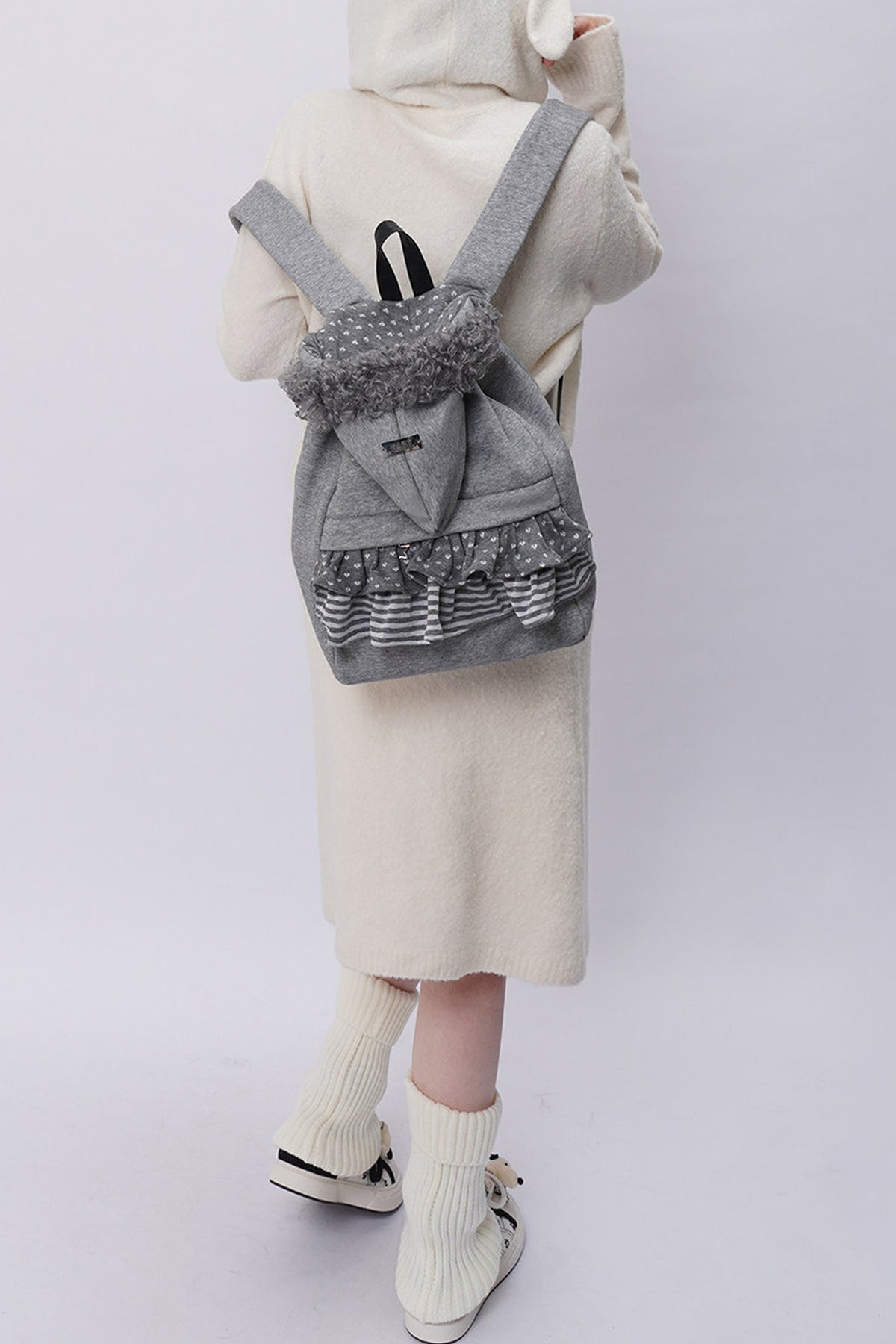 Furry Pleated Ballet Backpack