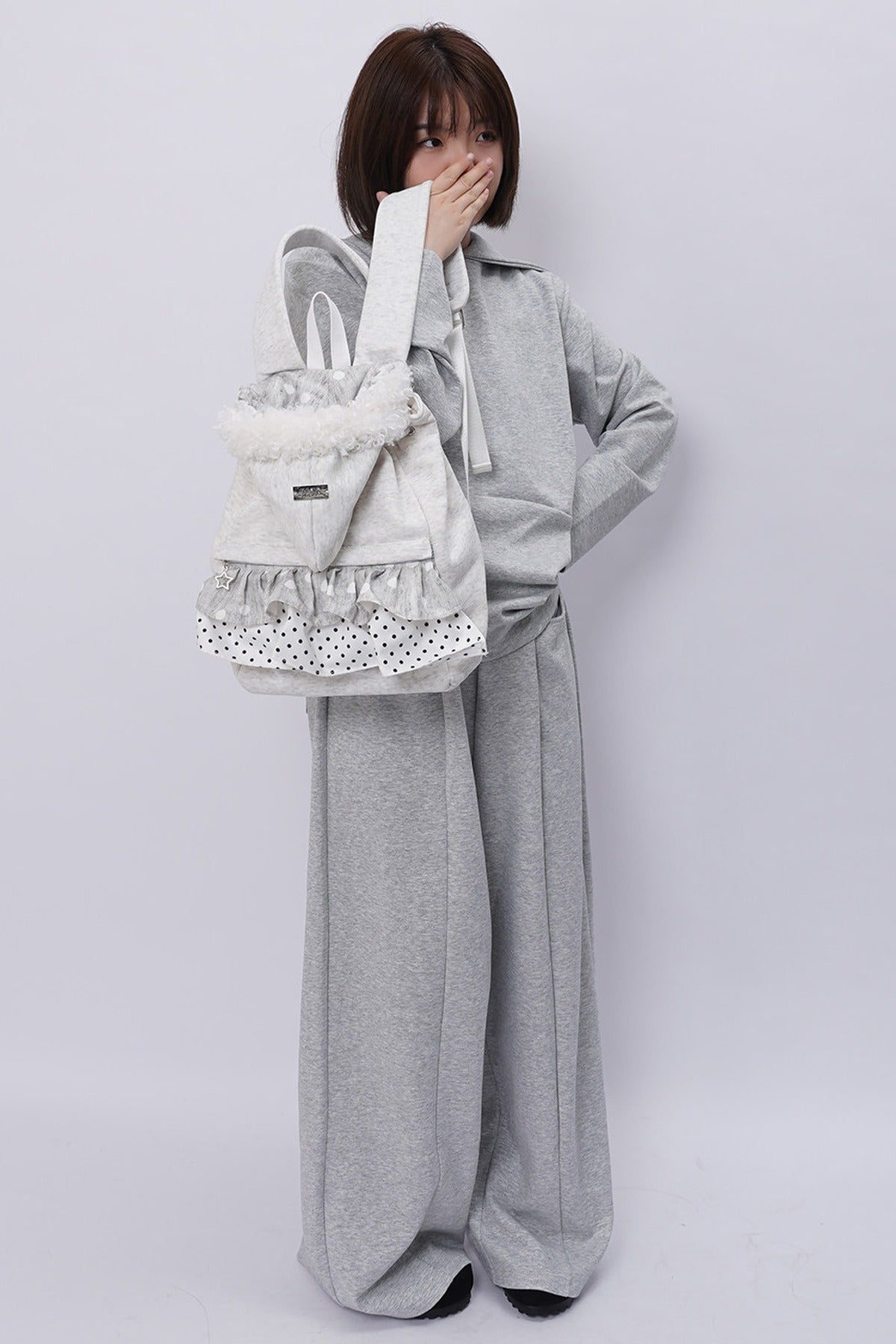 Furry Pleated Ballet Backpack