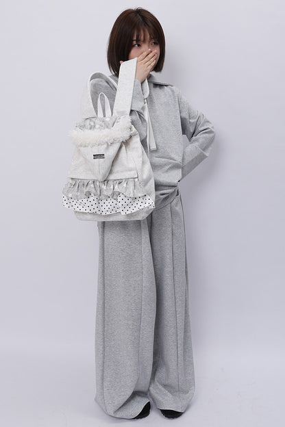 Furry Pleated Ballet Backpack