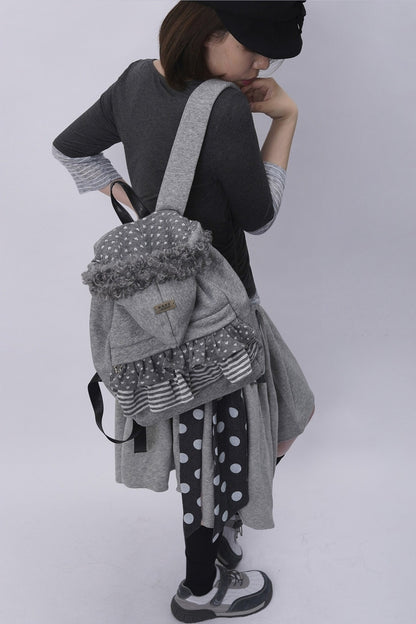 Furry Pleated Ballet Backpack