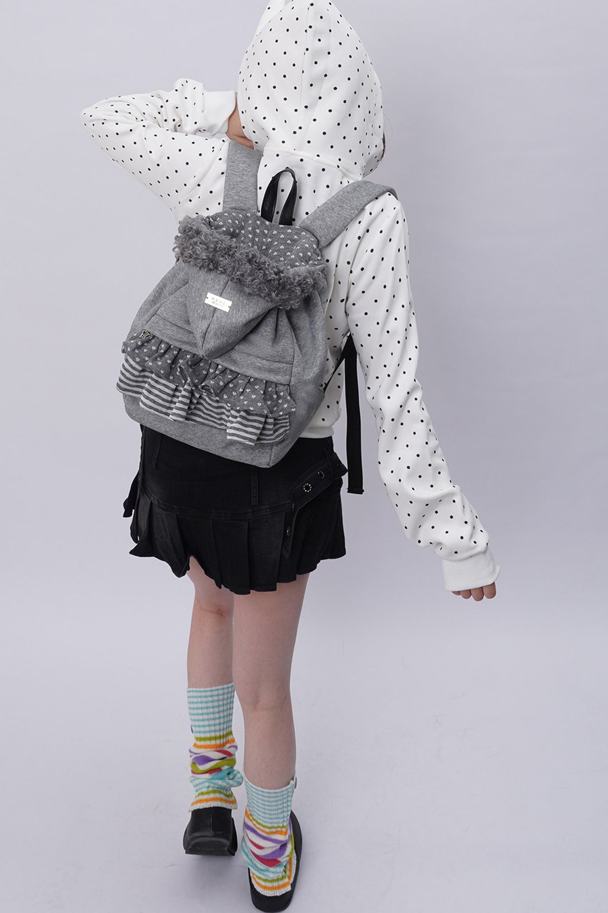 Furry Pleated Ballet Backpack