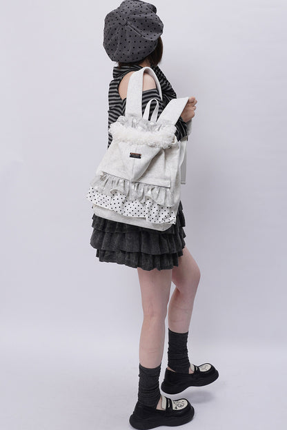 Furry Pleated Ballet Backpack