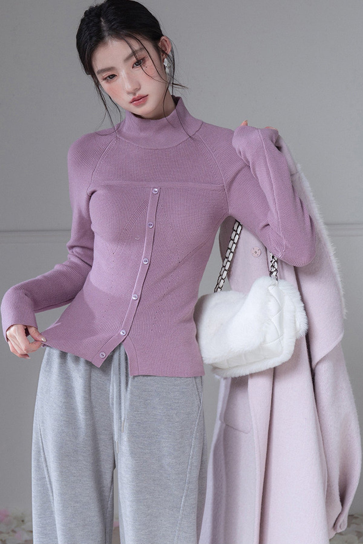 Maglione modellante a maglia in lana merino, strato base