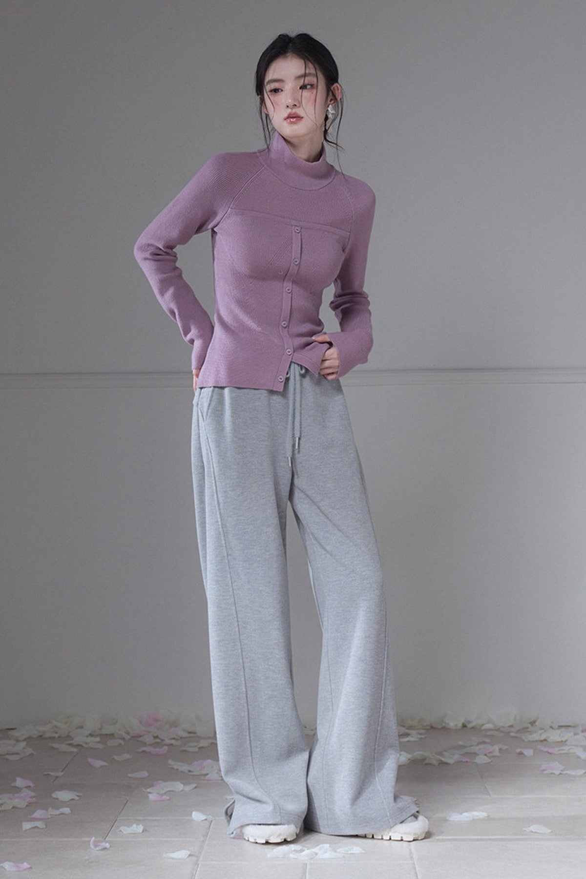 Pantaloni in maglia a gamba dritta con spacco