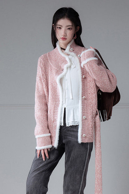 Set aus Oberteil und Rock aus Wollstrickgarn mit Blumenmuster
