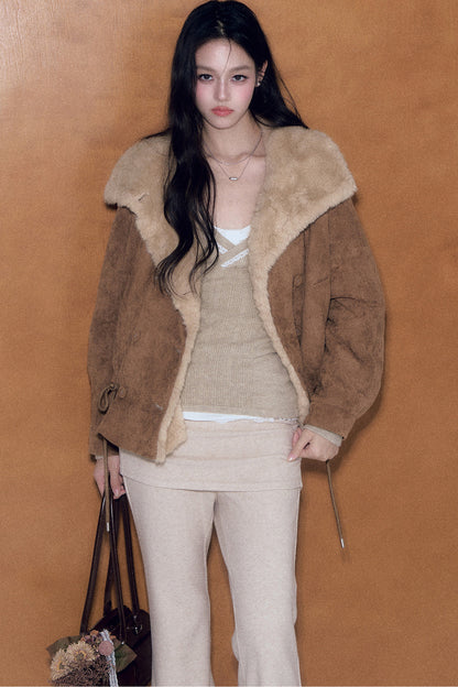 Pleated Cuffed Flared Pants