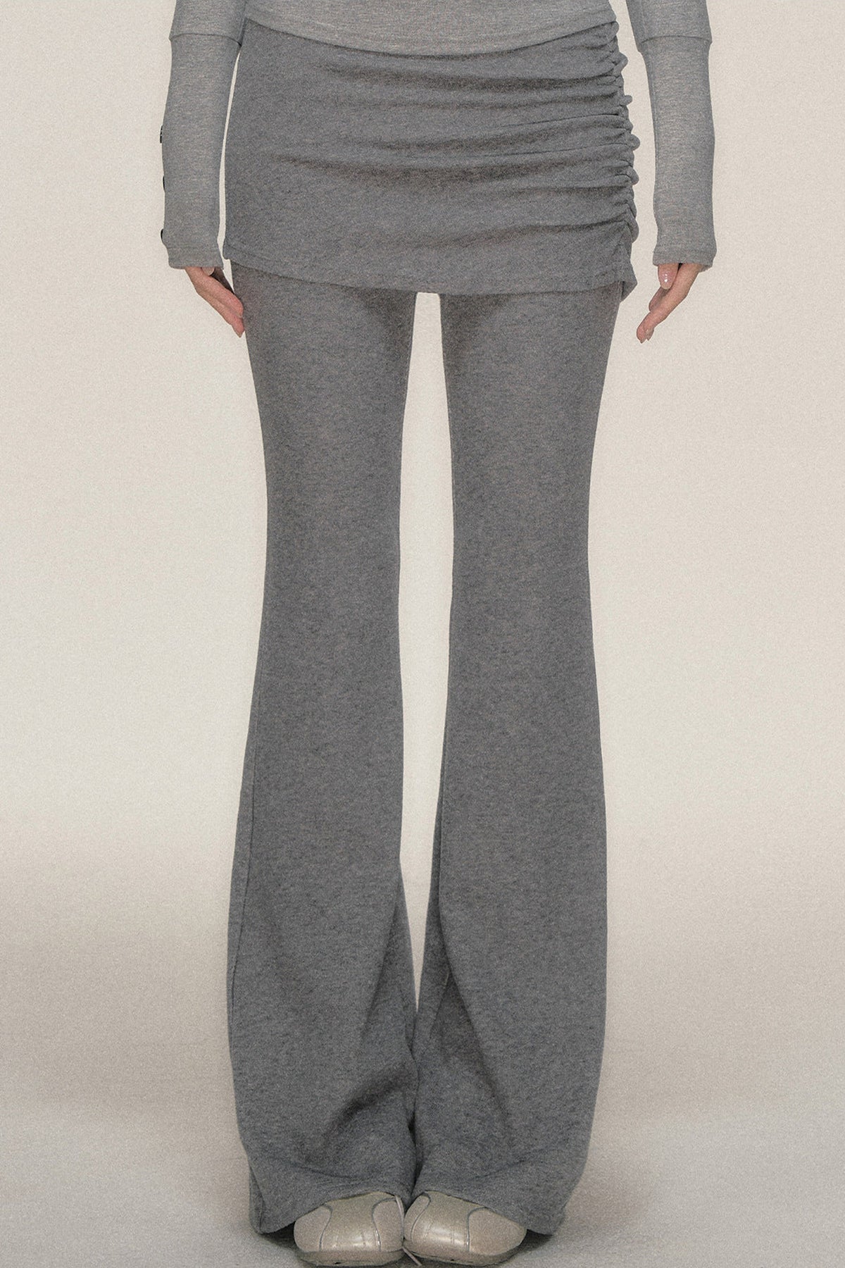 Pleated Cuffed Flared Pants