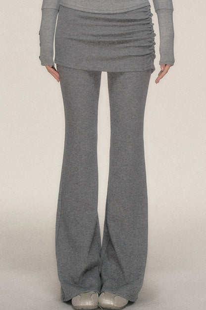 Pleated Cuffed Flared Pants