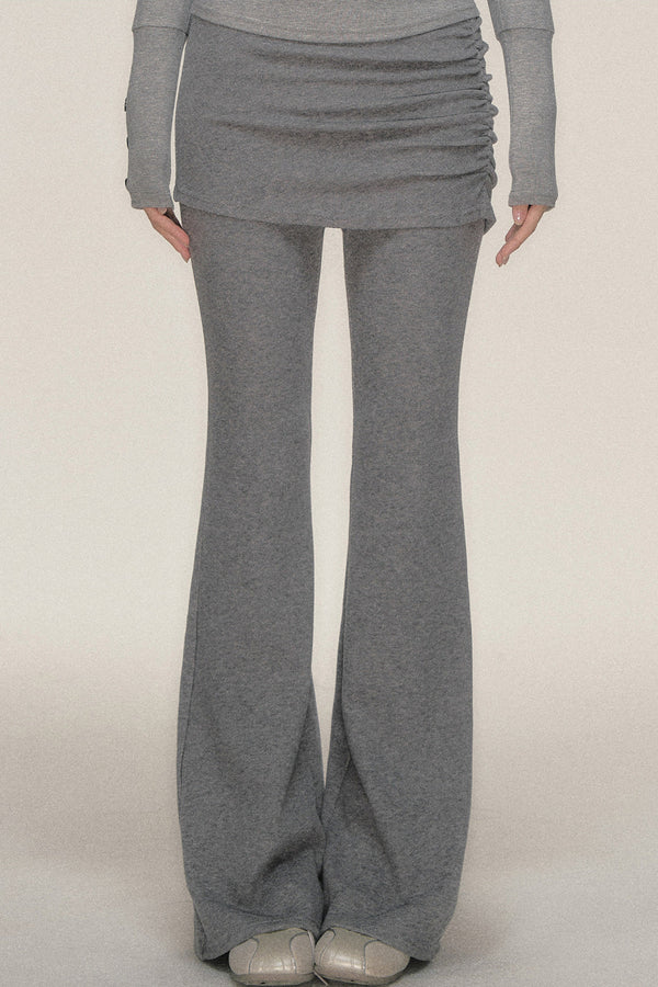 Pleated Cuffed Flared Pants