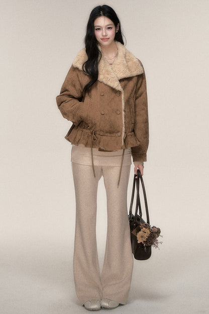 Pleated Cuffed Flared Pants