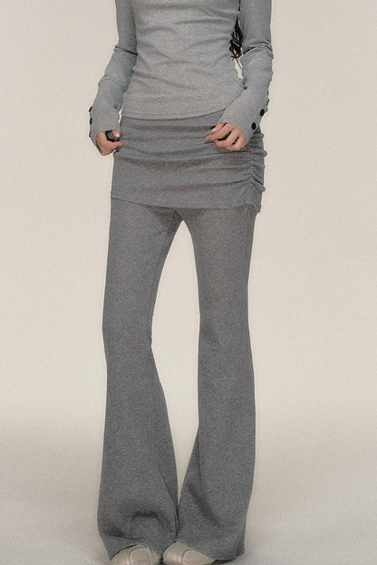 Pleated Cuffed Flared Pants