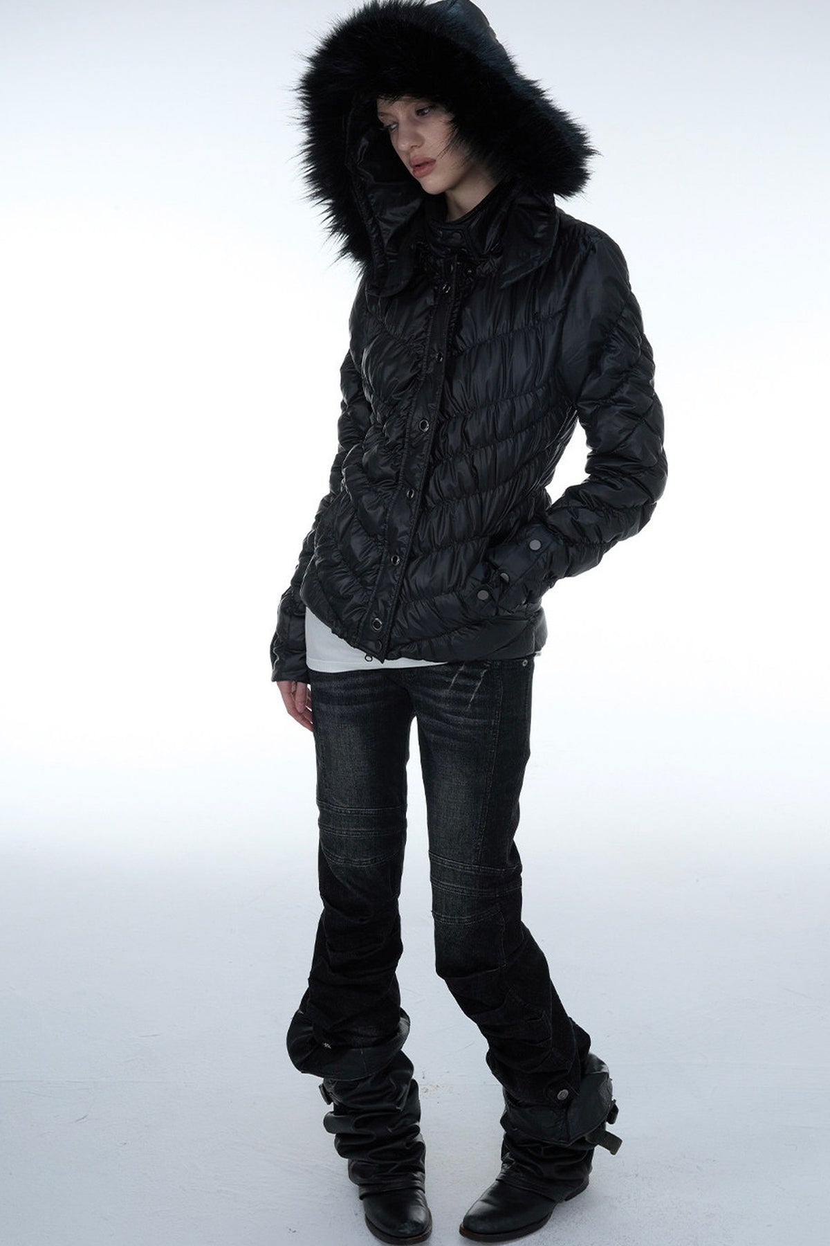 Y2K Armor Structure Straight-Leg Jeans