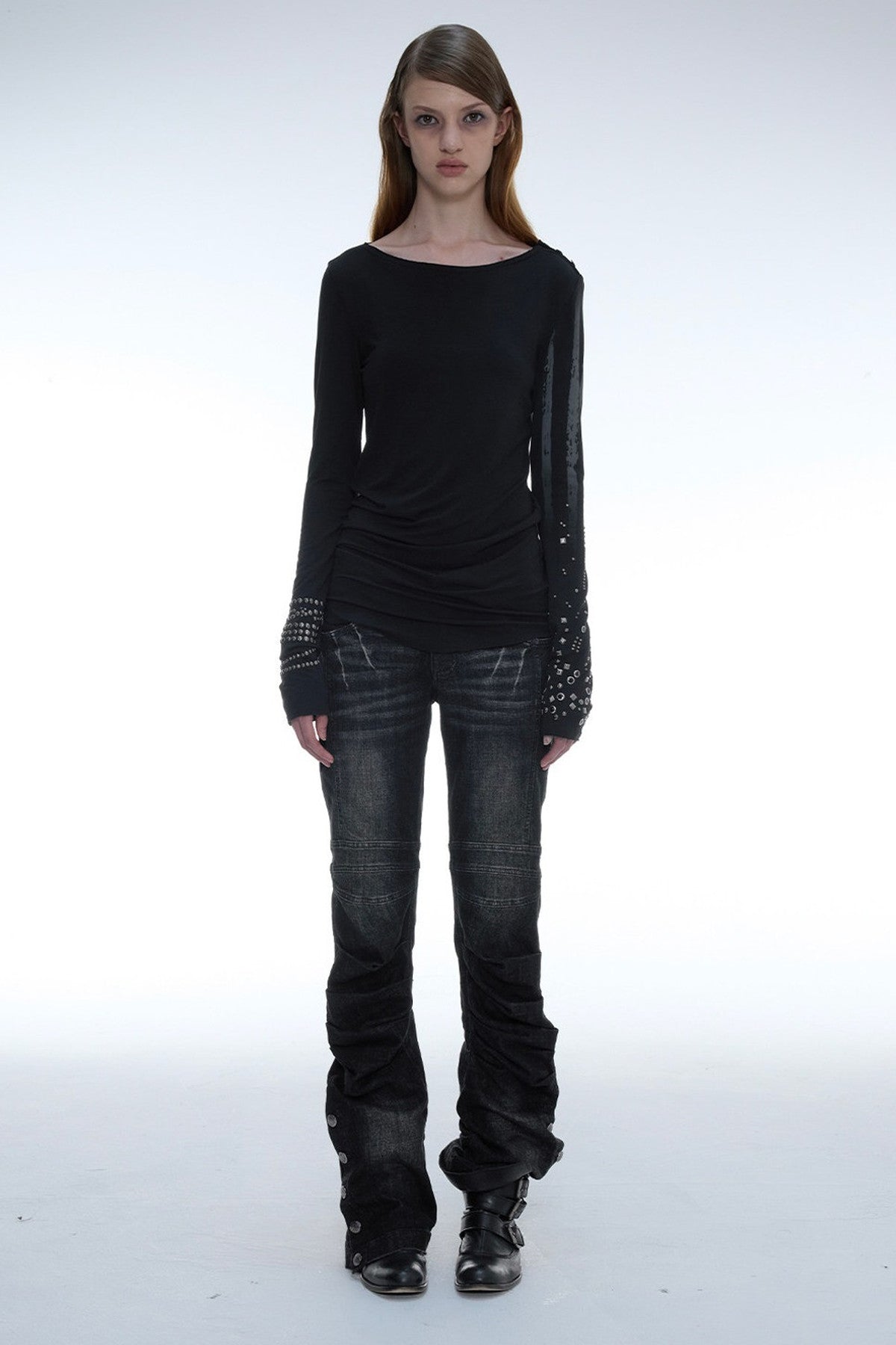 Y2K Armor Structure Straight-Leg Jeans
