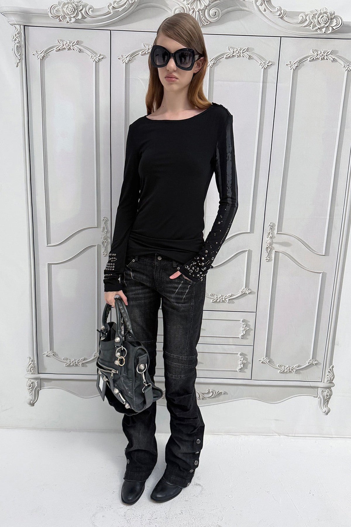 Y2K Armor Structure Straight-Leg Jeans