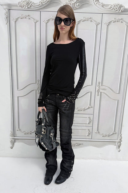 Y2K Armor Structure Straight-Leg Jeans