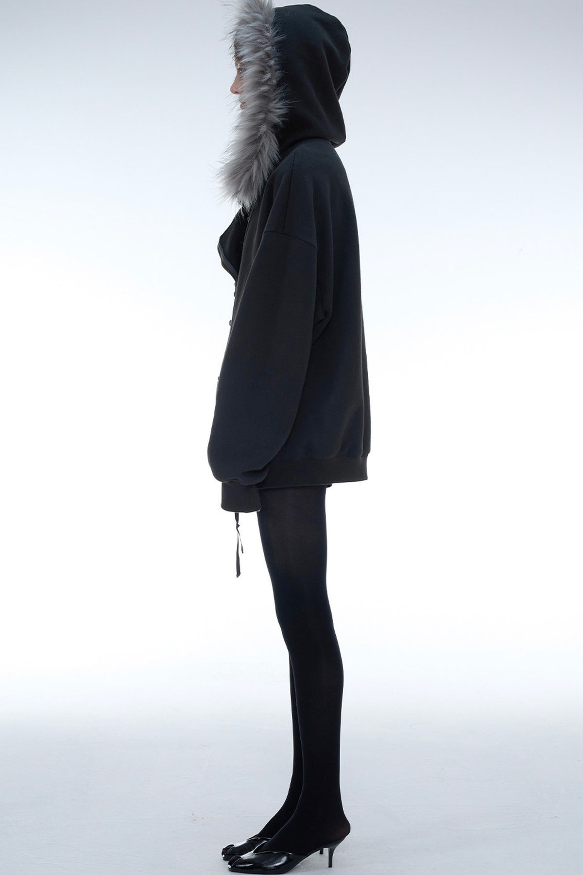 Oversize Hooded Fur Collar Jacket