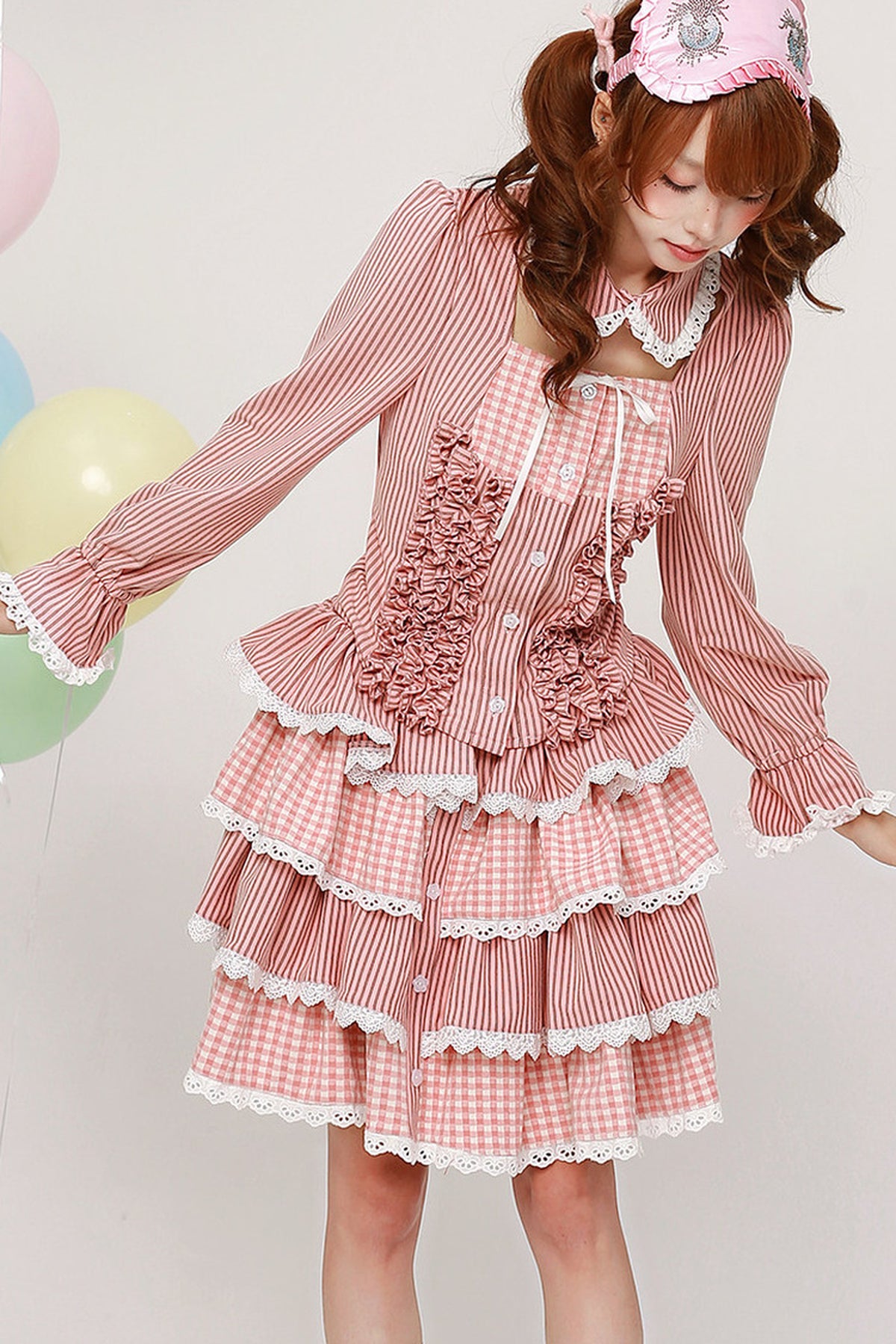 Pink Striped Puffy Lolita Skirt
