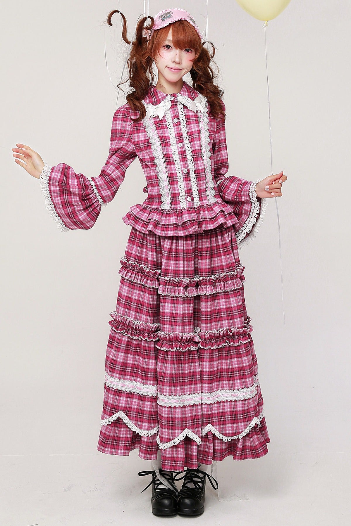 Pink Plaid Ruffle Skirt