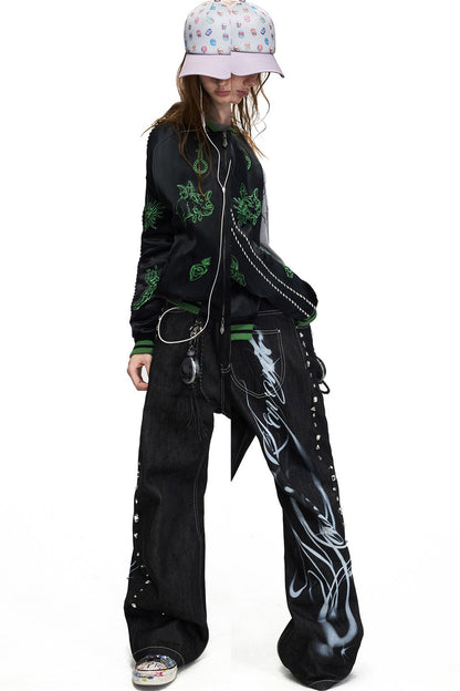 Street Style Vintage Portrait Print Jacket