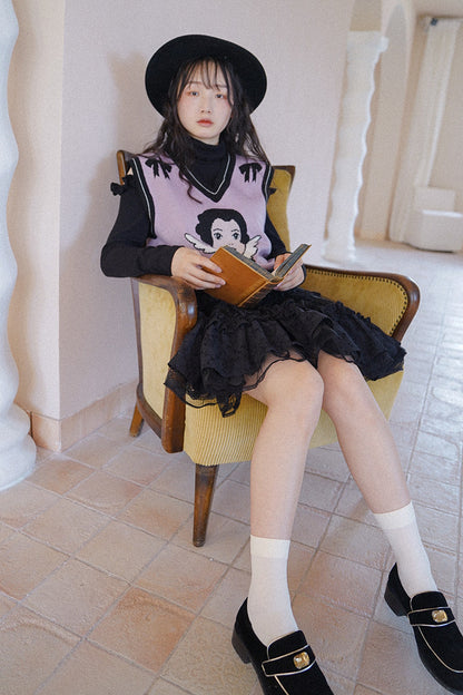 Angel Print Knit Vest