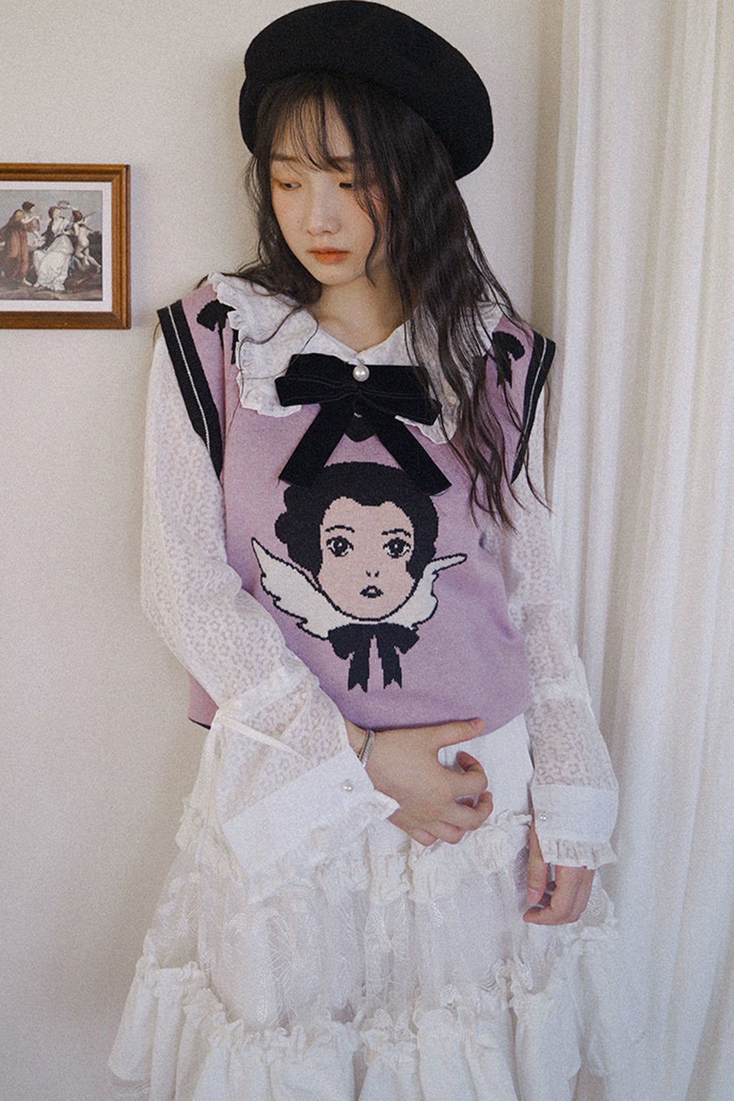 Angel Print Knit Vest